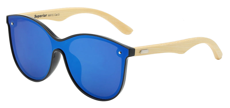 ELEVATE YOUR STYLE: ECO-CHIC SUPERIOR 8SUP89015 WITH REAL BAMBOO TEMPLES & MIRROR LENSES