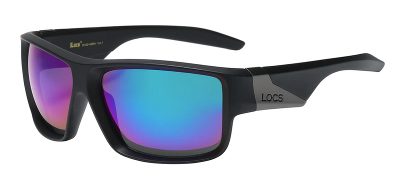 LOCS 8LOC91142-MBRV: CONTOUR SQUARE WRAP SHADES WITH MIRRORED LENSES