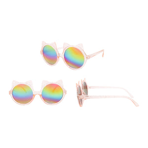 "Rainbow Radiance: New Edge DST16A Teen Girl Sunglasses with Reversible Sequin Case