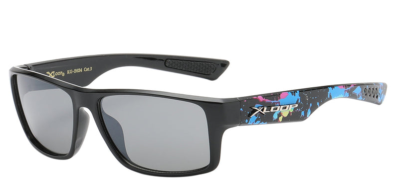 JUNIORS XLOOP KG-X2624 AMAZING SPLASH PRINT POLYCARBONATE WRAP UNISEX SUNGLASSES