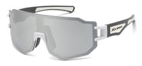 NEW EDGE EYEWEAR XLOOP 8X3645 BLUE TINTED SHIELD LENS SEMI-RIMLESS SUNGLASSES"