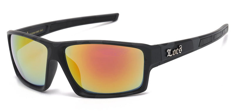 LOCS 8LOC91184-CAMO: SPORTY SQUARE CAMO SUNGLASSES FOR STREET-STYLE EDGE