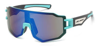 NEW EDGE EYEWEAR XLOOP 8X3645 BLUE TINTED SHIELD LENS SEMI-RIMLESS SUNGLASSES"