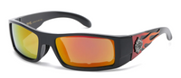 CHOPPERS 8CP941-FLAME: BOLD BLACK WRAP SQUARE POLYMER SUNGLASSES