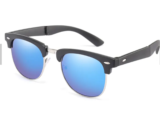 FOLDING BLACK SUNGLASSES WITH MULTICOLORED LENSES