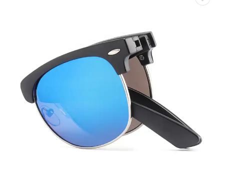 FOLDING BLACK SUNGLASSES WITH MULTICOLORED LENSES