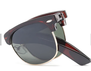 FOLDING BLACK SUNGLASSES WITH MULTICOLORED LENSES