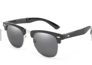 FOLDING BLACK SUNGLASSES WITH MULTICOLORED LENSES