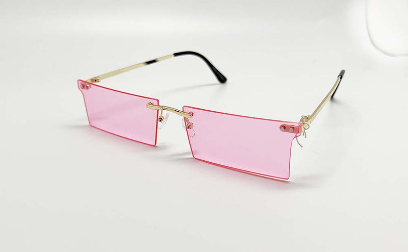 New Edge Eyewear Retro Rimless Rectangle Sunglasses