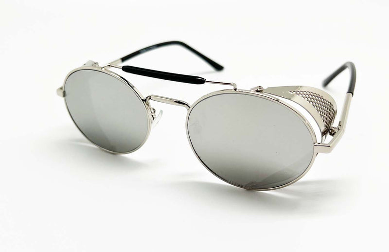 NEW EDGE EYEWEAR Side Shield Round Metal Sunglasses