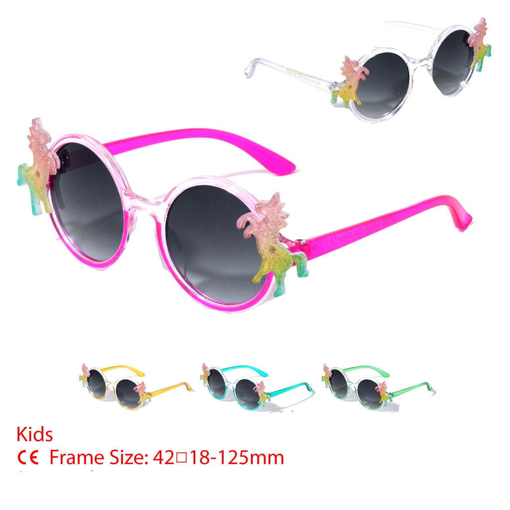 Kids Glitter Round Unicorn Sunglasses