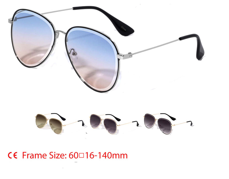 NEW EDGE EYEWEAR AVIATOR CUT BEVEL BUTTERFLY SUNGLASSES