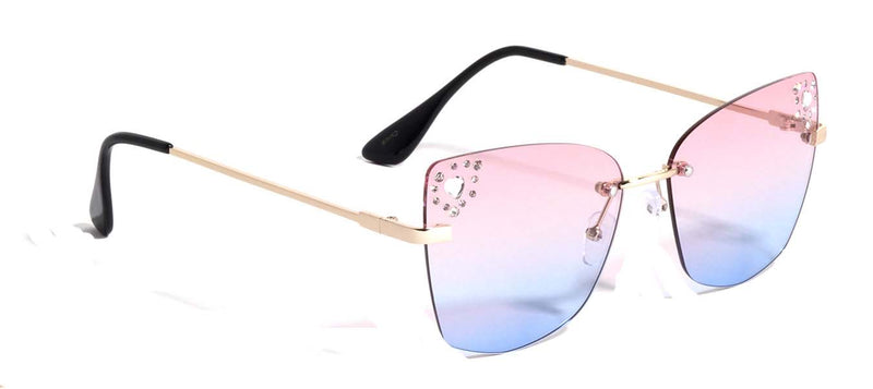 New Edge Eyewear Luxury Rimless Rhinestones Sunglasses