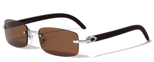 NEW EDGE M4001-SD  RIMLESS SUPER DARK LENS WOOD PATTERN SUNGLASSES