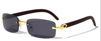 NEW EDGE M4001-SD  RIMLESS SUPER DARK LENS WOOD PATTERN SUNGLASSES