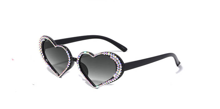 New Edge Eyewear Diamond Shape Rhinestone Heart Sunglasses