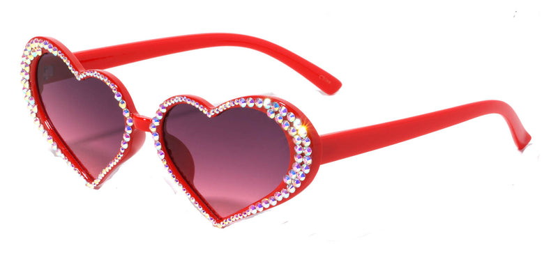 New Edge Eyewear Diamond Shape Rhinestone Heart Sunglasses