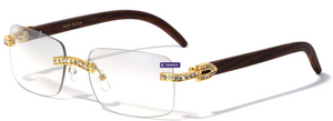 RHINESTONE RIMLESS RECTANGLE CLEAR EYEWEAR: SOPHISTICATED SPARKLE"